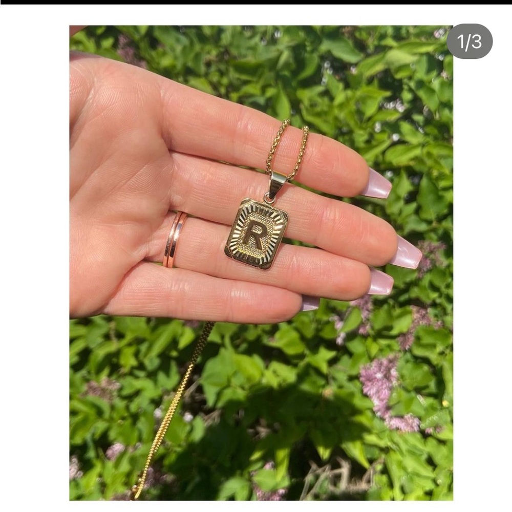 14k gold plated initial necklace.